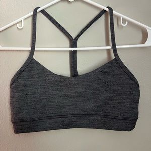 Lululemon Flow Y Nulu Bra Heathered Black White